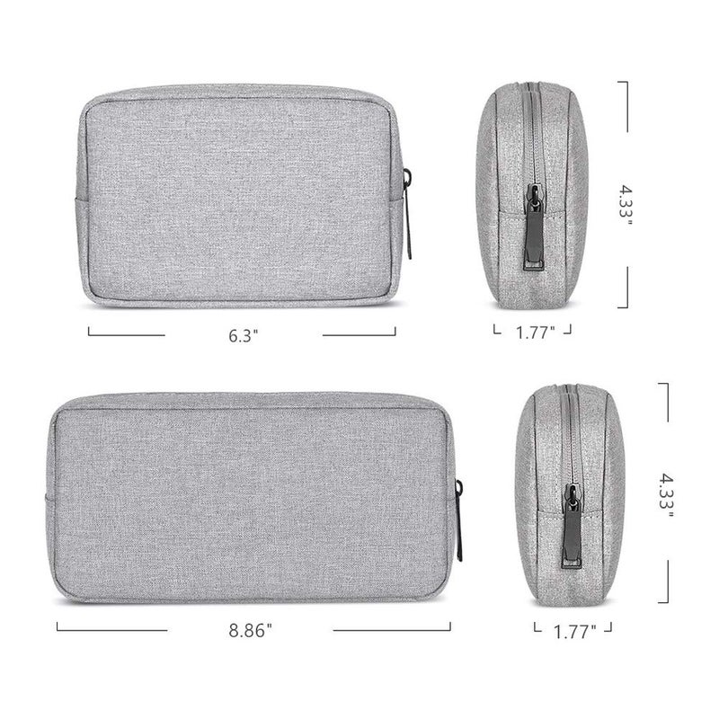 ERCRYSTO Universal Electronics/Accessories Soft Carrying Case Bag, Durable & Light-weight,Suitable for Out-going, Business, Travel and Cosmetics Kit (Small+Big-Gray) - Image 2